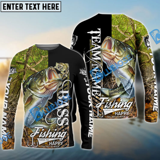 Bluejose Bass Fishing Jungle Camo Custom Name & Team Name 3D Shirts