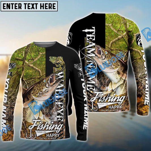 Bluejose Walleye Fishing Jungle Camo Custom Name & Team Name 3D Shirts