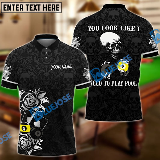 BlueJose Billiards Poker Skull Personalized Name Unisex Shirt ( 6 Colors )