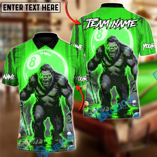 BlueJose Billiards 8-Ball Bigfoot Breaker Customized Name, Team Name 3D Shirt (6 Colors)