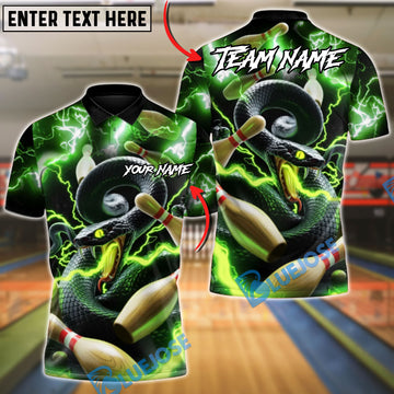 BlueJose Bowling & Pins Venom Strike Customized Name, Team Name 3D Shirt (4 Colors)