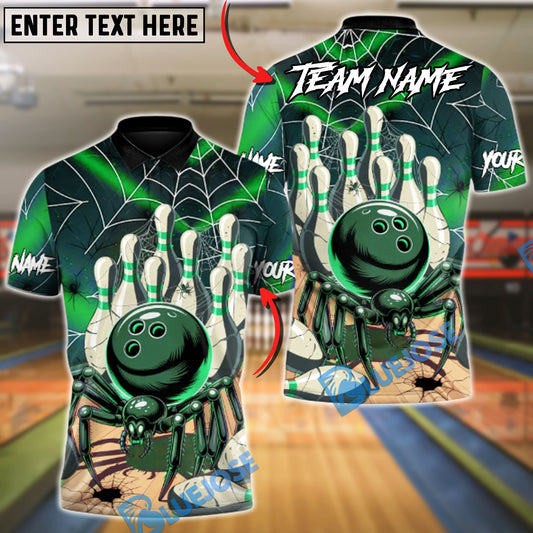 BlueJose Bowling & Pins Spider Strike Customized Name, Team Name 3D Shirt (4 Colors)