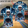 BlueJose Bowling & Pins Skull Force Attack Customized Name, Team Name 3D Shirt (4 Colors)