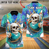 BlueJose Bowling & Pins Skull Splash Strike Customized Name, Team Name 3D Shirt (4 Colors)