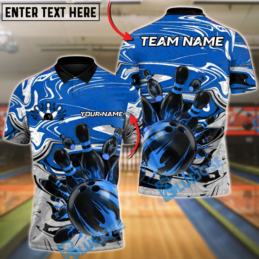 BlueJose Bowling & Pins Crimson Chaos Strike Customized Name, Team Name 3D Shirt (4 Colors)