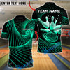 BlueJose Bowling & Pins Golden Energy Customized Name, Team Name 3D Shirt (6 Colors)