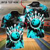 BlueJose Bowling & Pins Storm Splash Customized Name, Team Name 3D Shirt (4 Colors)