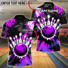 BlueJose Bowling & Pins Storm Splash Customized Name, Team Name 3D Shirt (4 Colors)