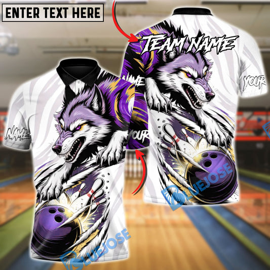 BlueJose Bowling & Pins Alpha Wolf Strike Customized Name, Team Name 3D Shirt (4 Colors)