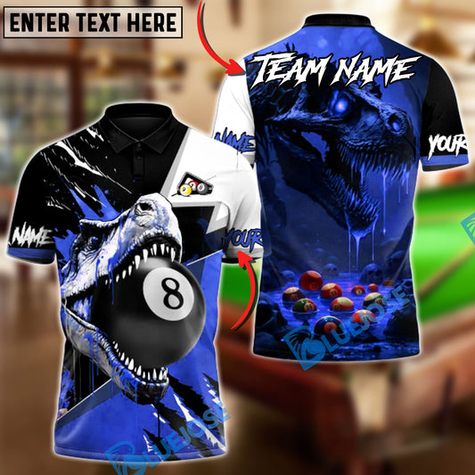 BlueJose Billiards 8-Ball Crimson T-Rex Fury Customized Name, Team Name 3D Shirt (4 Colors)
