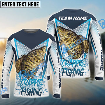 Bluejose Crappie Fishing White Blue Camo Sport Custom Name & Team Name 3D Shirts