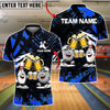 BlueJose Bowling And Pins Funny Beer & Bowling Pins Cartoon Design Customized Name, Team Name 3D Shirt (6 Colors)