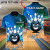 BlueJose Bowling & Pins Raging Rollers Customized Name, Team Name 3D Shirt (4 Colors)