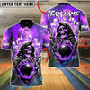 BlueJose Bowling & Pins Reaper Flame Moon Strike Customized Name, Team Name 3D Shirt (4 Colors)