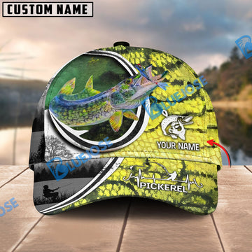 BlueJose Custom Name Chain Pickerel Fishing Hook Skin Cap