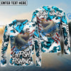 Bluejose Catfish Fishing American Flag Light Blue Camo Custom Name & Team Name 3D Shirts