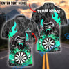 BlueJose Darts Fierce Gorilla with Flaming Dartboard Multicolor Options Personalized Name Shirt (4 Colors)