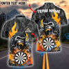 BlueJose Darts Fierce Gorilla with Flaming Dartboard Multicolor Options Personalized Name Shirt (4 Colors)