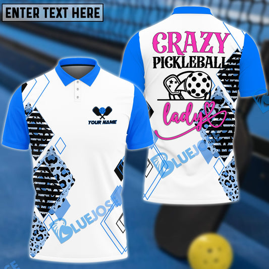 BlueJose Pickleball Crazy Lady Personalized Name Unisex Shirt