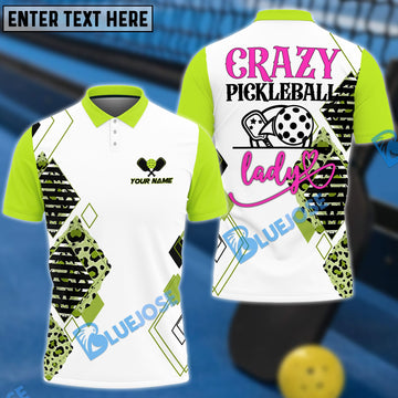 BlueJose Pickleball Crazy Lady 2 Personalized Name Unisex Shirt