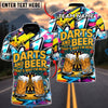 BlueJose Darts Graffiti Beer & Bullseye Customized Name, Team Name 3D Shirt (4 Colors)