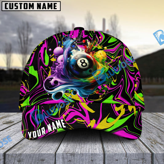 BlueJose Billiards Ball 8 Graffiti Splash Paint Personalized Name Cap