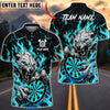 BlueJose Darts Flaming Wolf Attack Fire Dartboard Aggressive Graphic Personalized Name, Team Name Unisex Shirt (4 Colors)