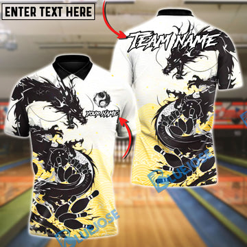 BlueJose Bowling & Pins Shadow Dragon Strike Customized Name, Team Name 3D Shirt (4 Colors)