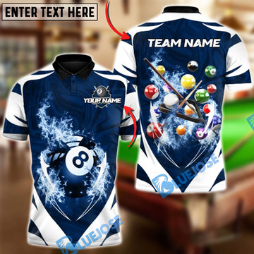 BlueJose Billiards 8-Ball Infernal Break Customized Name, Team Name 3D Shirt (4 Colors)