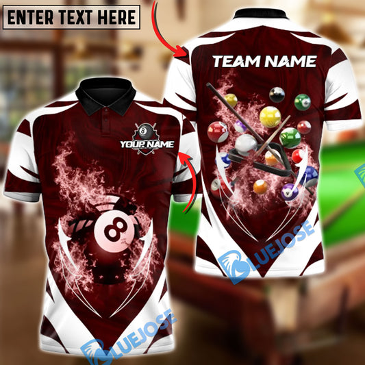 BlueJose Billiards 8-Ball Infernal Break Customized Name, Team Name 3D Shirt (4 Colors)