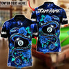 BlueJose Billiards  8-Ball Rose Crimson Serpent Customized Name, Team Name 3D Shirt (4 Colors)