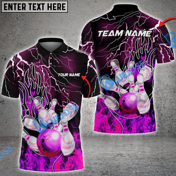 BlueJoses Bowling And Pins Electro And Pyro Customized Name 3D Shirt (6 Colors)