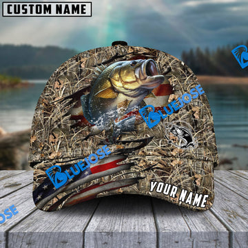 BlueJose Personalized Bass Premium Crack Camo Fishing Classic Cap