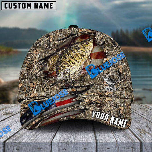 BlueJose Personalized Crappie Premium Crack Camo Fishing Classic Cap