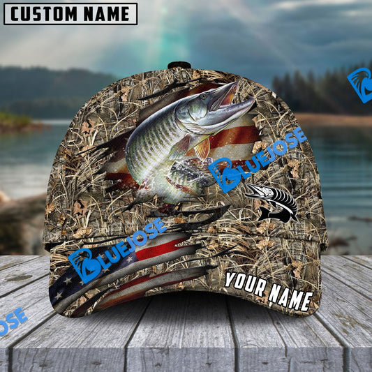 BlueJose Personalized Musky Premium Crack Camo Fishing Classic Cap