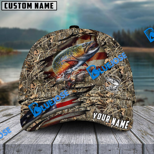 BlueJose Personalized Trout Premium Crack Camo Fishing Classic Cap