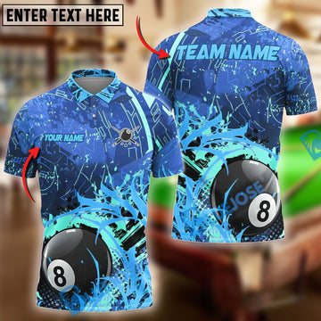 BlueJose Billiards Ball 8 Colorful Spike Personalized Name Shirt (4 Colors)