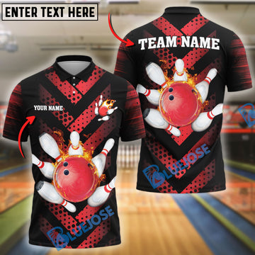 BlueJose Bowling And Pins Chevron Blaze Customized Name 3D Shirt (4 Colors)