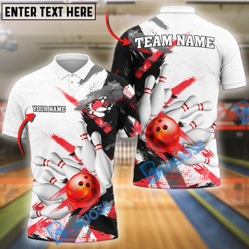 BlueJose Bowling And Pins White Chaos Customized Name 3D Shirt (4 Colors)