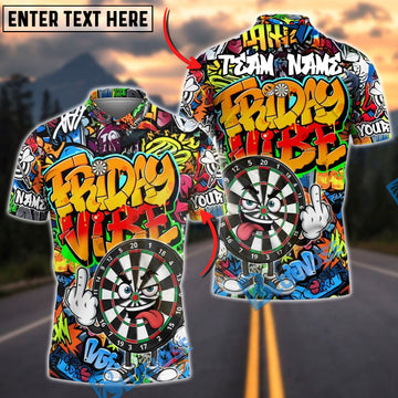 BlueJose Darts Dartboard Graffiti Friday Vibe Style Customized Name, Team Name 3D Shirt (4 Colors)
