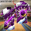 BlueJose Bowling & Pins High-Speed Strike Customized Name, Team Name 3D Shirt (4 Colors)
