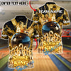 BlueJose Bowling & Pins Golden Strike King Customized Name, Team Name 3D Shirt (6 Colors)