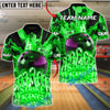 BlueJose Bowling & Pins Golden Strike King Customized Name, Team Name 3D Shirt (6 Colors)