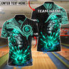 BlueJose Bowling & Pins Golden Lion Dominion Customized Name, Team Name 3D Shirt (5 Colors)