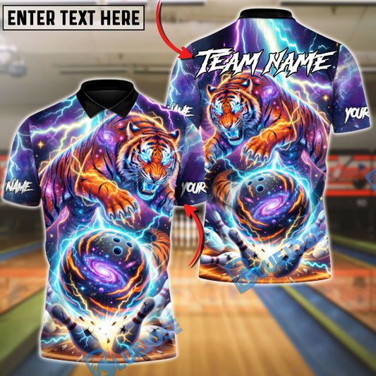 BlueJose Bowling Thunderborn Cosmic Tiger Personalized Name, Team Name 3D Shirt