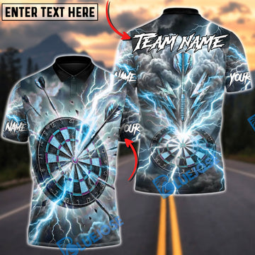 BlueJose Darts Super Thunder Strike Multicolor Options Personalized Name Shirt (6 Colors)