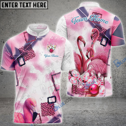 BlueJoses Bowling And Pins Flamingo Style Customized Name, Team Name 3D Shirt