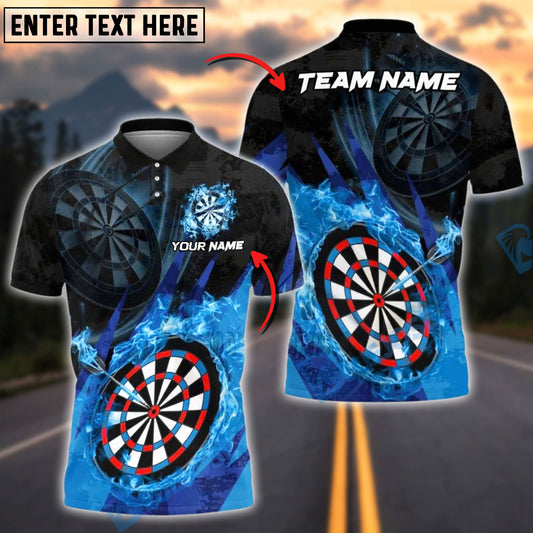 BlueJose Darts Flame Dartboard Champion Customized Name, Team Name 3D Shirt (4 Colors)