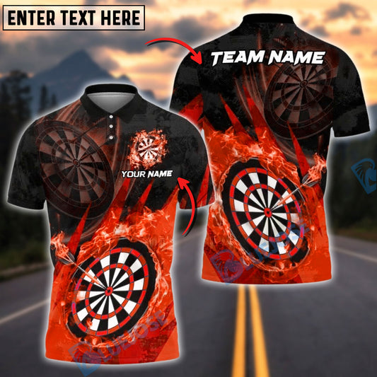 BlueJose Darts Flame Dartboard Champion Customized Name, Team Name 3D Shirt (4 Colors)