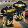 BlueJose Bowling And Pins Golden Time Customized Name 3D Shirt (4 Colors)